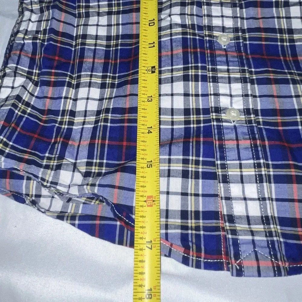 Ralph Lauren Boys Blue White Plaid Natural Stretch Button Down‎ Shirt Size 5